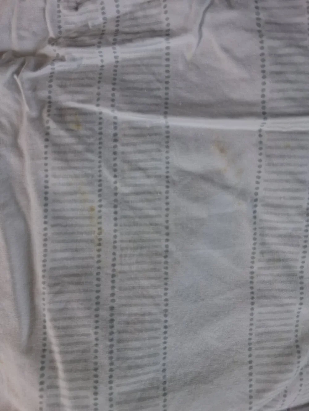 Boll & Branch White Grey Serrated Stripes Queen Percale Hemmed Sheet Set. FLAWS